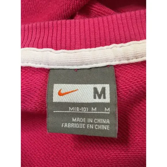 Nike Women’s Pink Medium Hoodie 08 On Back Kangaroo Pockets Long Sleeve Pullover - Picture 3 of 7
